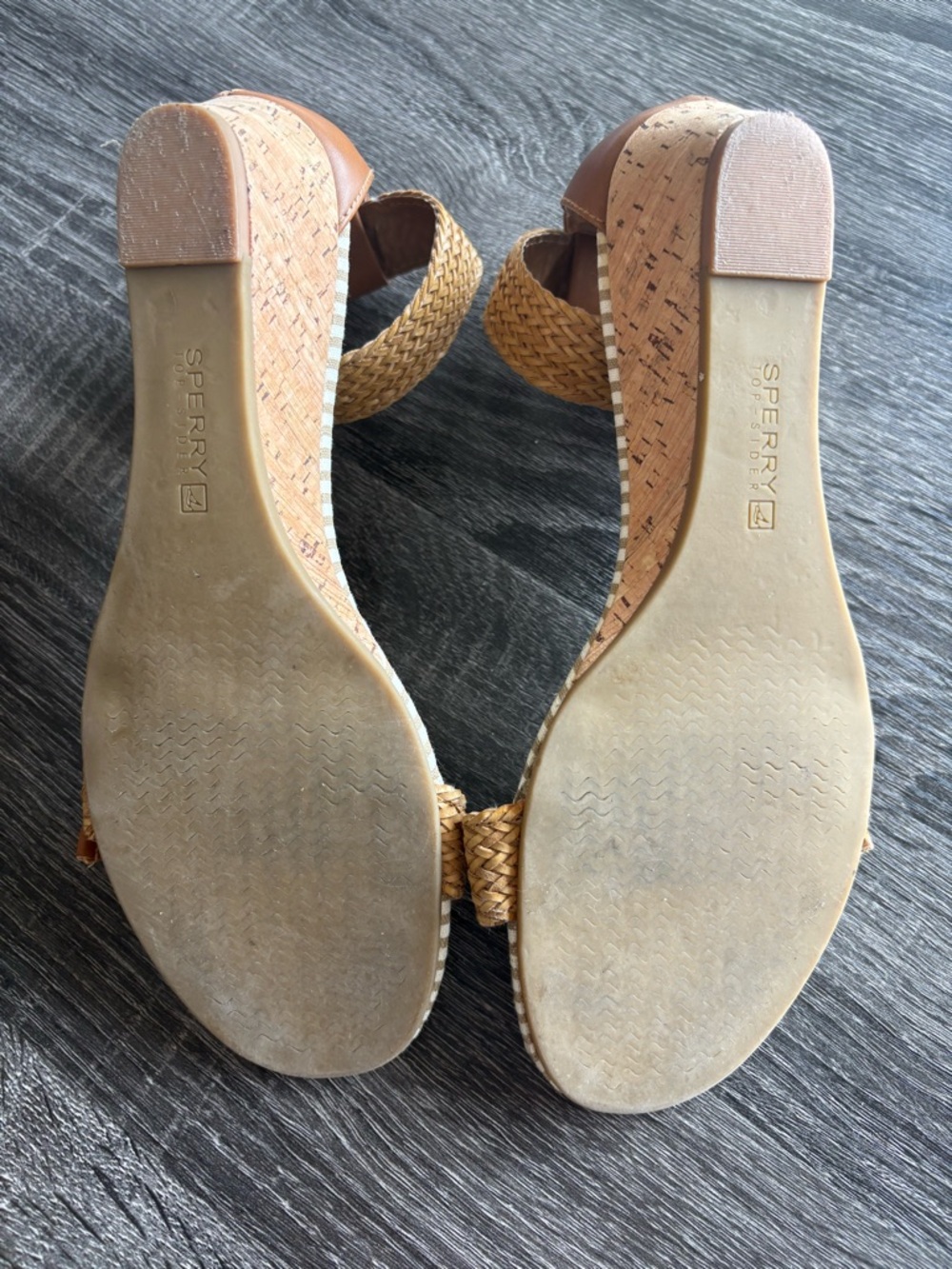 Sperry Tan Braided Ankle-Strap Sandals with Striped Toe - Picture 4 of 14